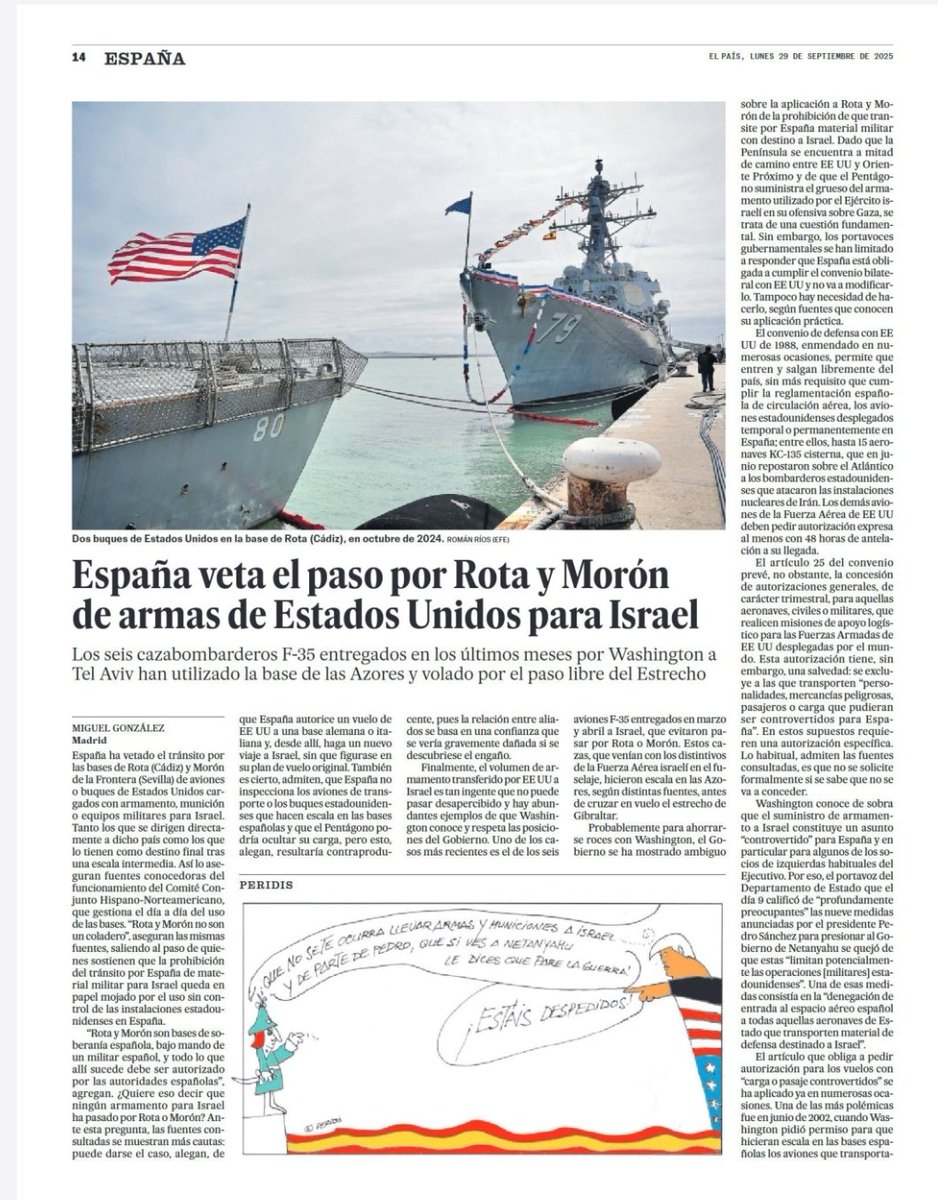 Agus_Martinez58's tweet image. Buenos días a tod@s, especialmente a quienes han entendido que más vale llegar tarde que no llegar nunca... #España veta el paso por las bases de #Rota y de #Morón armas de #EstadosUnidos para #Israel.