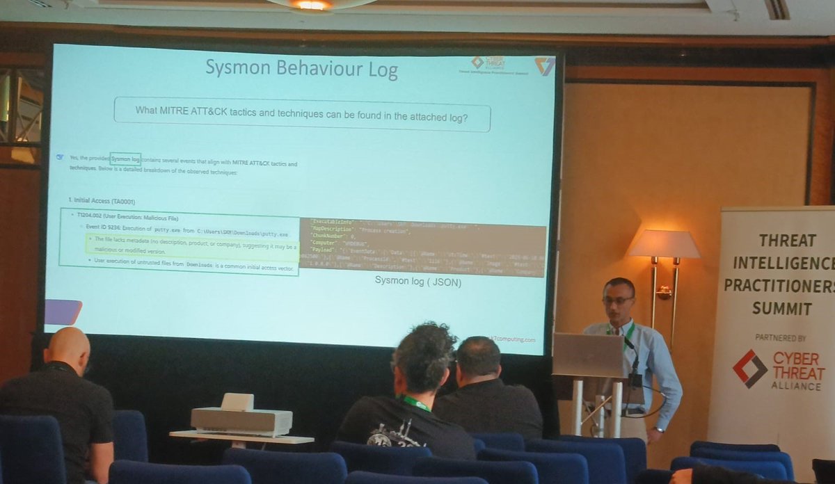 k7computing's tweet image. Samir Mody, Vice President of Threat Research at K7 Labs, spoke at VB2025 Berlin where he examined the scope of GenAI in cybersecurity in the context of the MITRE ATT&CK framework, as part of the CTA's Threat Intelligence Practitioners' Summit.