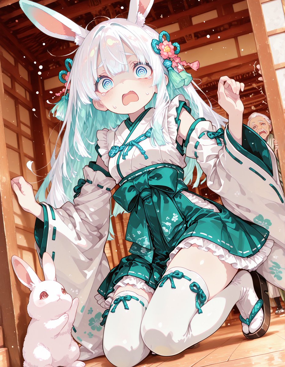 eru_torisan's tweet image. #毎日ロリータファッションを貼る 
39日目

「輝夜は娘なんじゃー、連れていかないでおくれっ」
お爺さんに掴みかかられ逃げる私
「えっと、連れてくと言うか...」
焦って言うと、被せるように輝夜さんが
「話を合わせい、うさぎも共に帰らねばならんぞ」
えええー、どういう事??

 #AIart