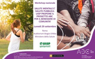 Uisp Nazionale (@uispnazionale) on Twitter photo Questa mattina a roma presentazione nazionale del progetto #ABC <a href="/UispNazionale/">Uisp Nazionale</a>, nel corso del workshop dal titolo "Salute mentale è salute pubblica: per il benessere di comunità", che si terrà a Roma nell’Auditorium Biagio D’Alba del Ministero della Salute (in Viale Giorgio Questa mattina a roma presentazione nazionale del progetto #ABC <a href="/UispNazionale/">Uisp Nazionale</a>, nel corso del workshop dal titolo "Salute mentale è salute pubblica: per il benessere di comunità", che si terrà a Roma nell’Auditorium Biagio D’Alba del Ministero della Salute (in Viale Giorgio