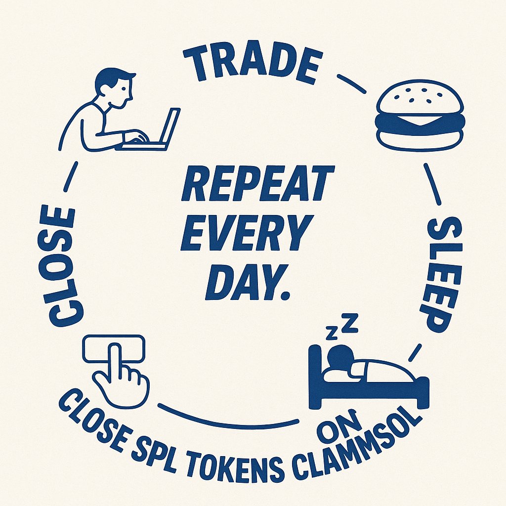 Trade, eat, sleep, close SPL tokens on ClaimMySol.org  Repeat every day. 🌀