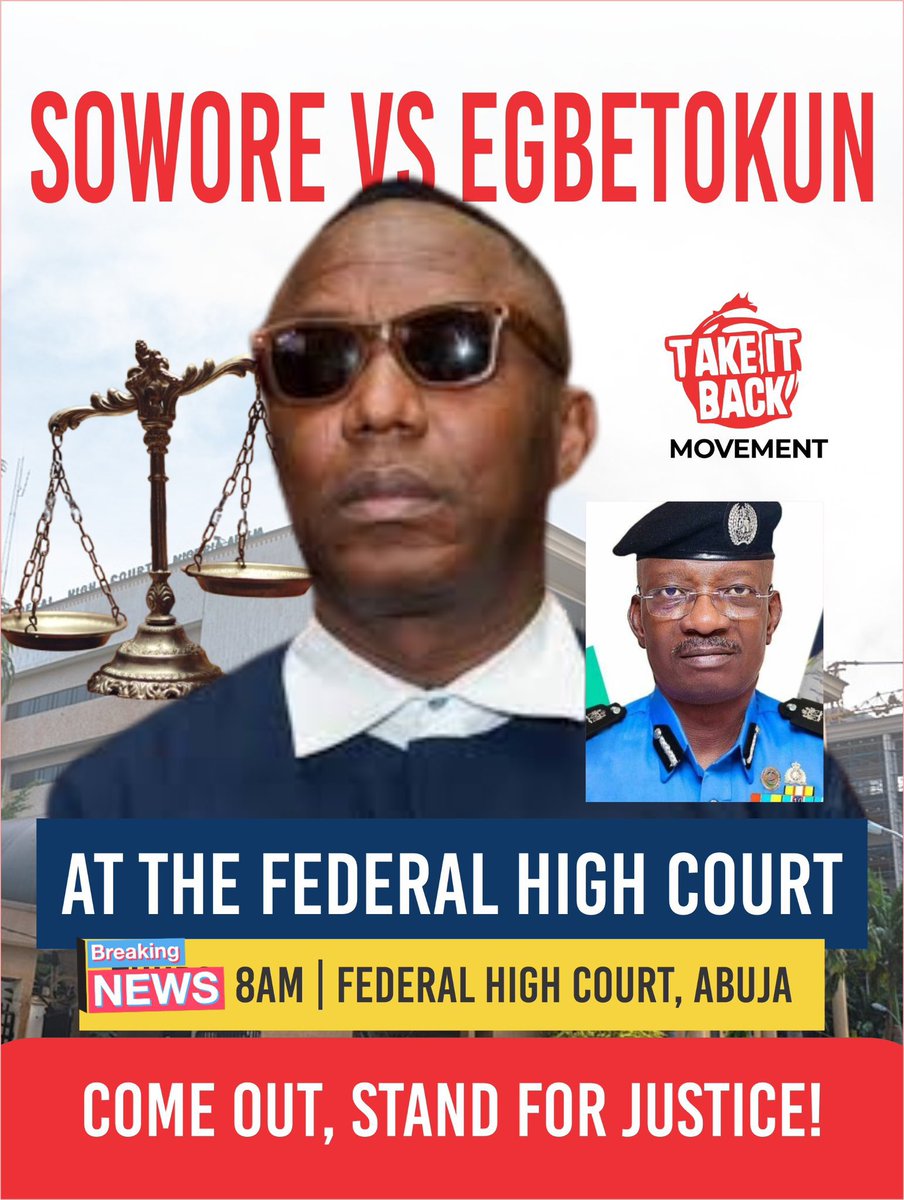 mcashwide1's tweet photo. United we stand stronger.. every meaning Nigerian should come out for Sowore today.. a trial on Sowore is a trial on Nigerians https://t.co/8RfSJF7gFm