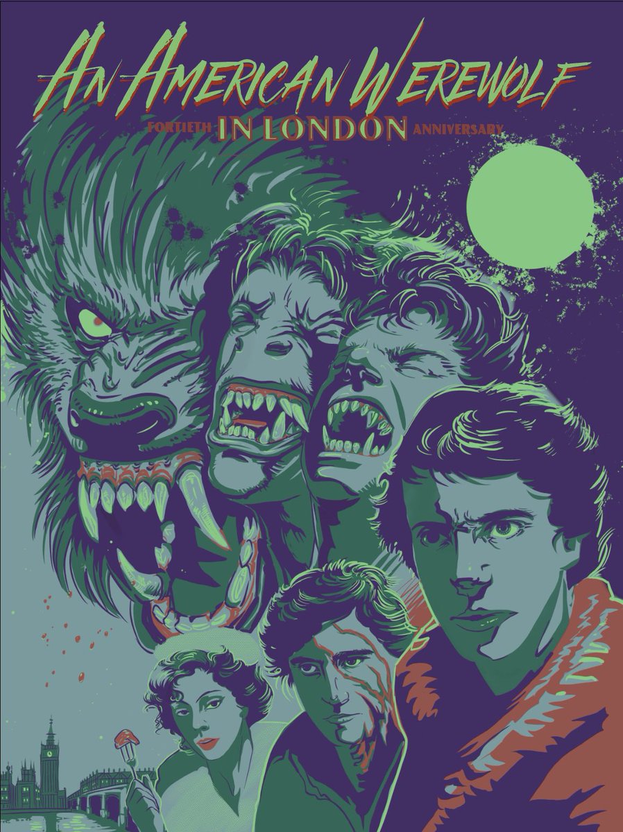 AprilDragonlady's tweet image. Can’t believe forgot to share this. Here is a movie poster I created for the 40th anniversary for one of my favorite werewolf films for the Frida Theater.  Thank you Dyno Creative for this Dream commission. 
#werewolf #darkart #procreate 
#americanwerewolfinlondon
