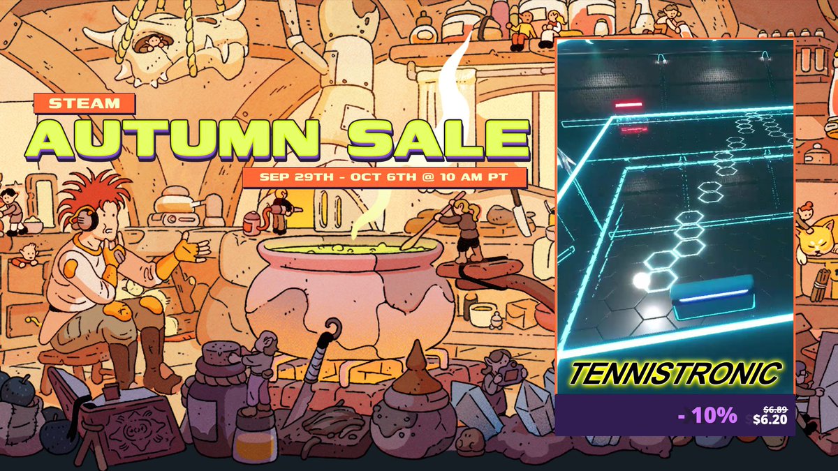 Gametheus_SL's tweet image. 😀💵STEAM AUTUMN SALE IS HERE !! GET TENNISTRONIC WITH A 10% DISCOUNT!🌻🙃
WHAT ARE YOU WAITING FOR?💰💵
#80sArcadeGames #RetroGaming #ArcadeClassics #RetroGames #TennisVideoGames #indiegame #retro #gamedev #tabletennis #80sGaming
store.steampowered.com/app/2924600?ut…