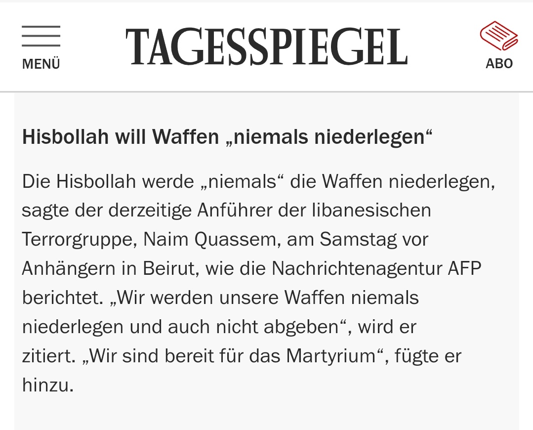 Warum stört sich in Deutschland kaum jemand an dem offenkundig völkerrechtswidrigen Verhalten der #Hisbollah im Libanon?