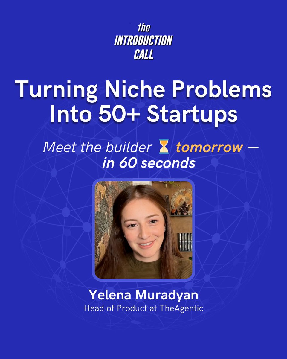 web3hayk's tweet photo. 50+ startups. One Startup Godmother.
She turns niche problems into real companies.
Episode drops tomorrow on @theintrocall 🎙️ https://t.co/xK3nnc4fpj