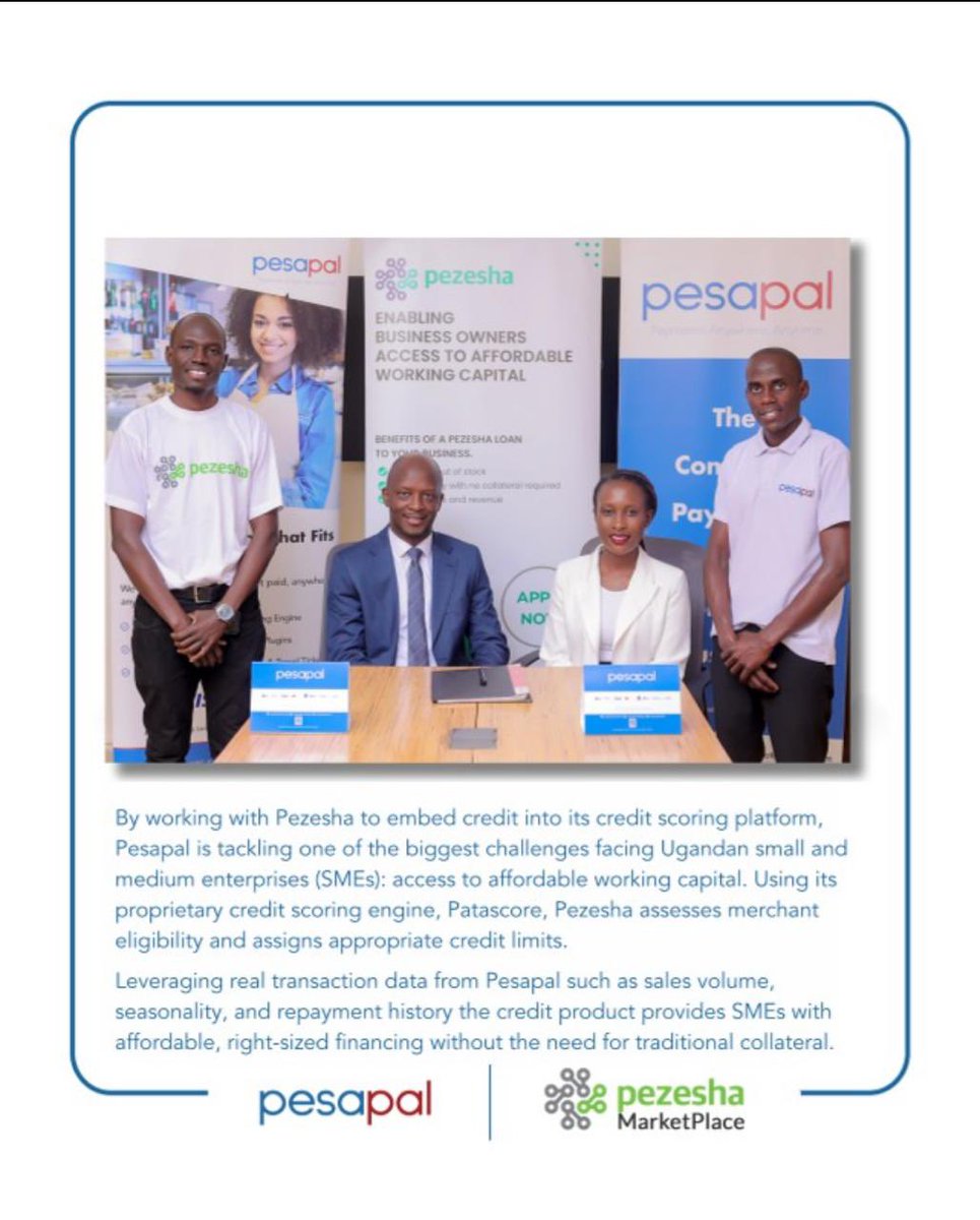 Pezesha_Africa's tweet image. We’re excited to announce our strategic partnership with @Pesapal to drive productive working capital and strengthen cash flows for their merchants. 🚀

#EmbeddedFinance #WorkingCapital #SMEGrow