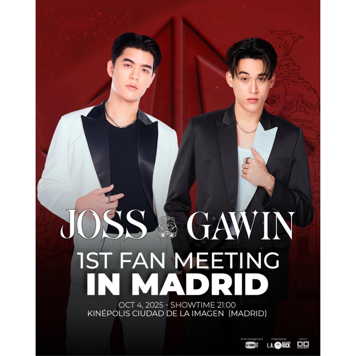 JOSS  GAWIN
1ST FAN MEETING
IN MADRID ❤️‍🔥

OCT 4, 2025 · SHOWTIME 21:00
KINÉPOLIS CIUDAD DE LA IMAGEN (MADRID)

For more details contact <a href="/LARockEntertain/">L.A. Rock Entertainment</a>

ticketmaster.es/event/14634649…

#JossGawin #จอสกวิน

#JossWayar #GawinCaskey