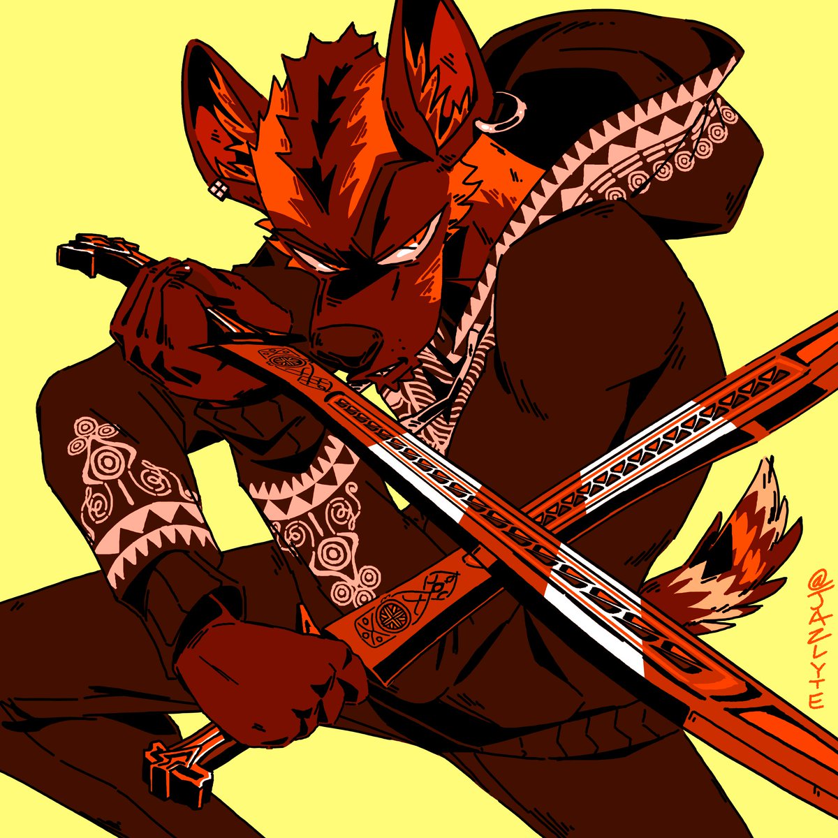 First new doodle for hire, <a href="/son_stephy/">StephySon</a>'s cool ass African wild dog boy Zain dual-wielding some Flissa which my life is now better for knowing about &lt;3