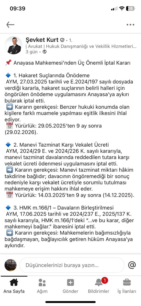 AvTarikCilekci's tweet photo. Anayasa Mahkemesi’nden Üç Önemli İptal Kararı: ✅⬇️ https://t.co/2S28MBKT2f