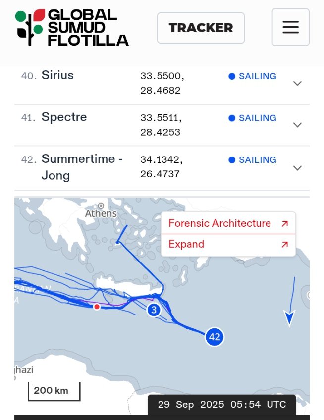 Melduję, że noc minęła spokojnie. Płyniemy dalej zgodnie z planem i zgodnie z prawem przez wody międzynarodowe, by przełamać nielegalną blokadę 🇮🇱 i udzielić pomocy Palestyńczykom zamkniętym Gazie.🇵🇸
Śledźcie lokalizację Siriusa jak i innych na trackerze na stronie Flotylli📍