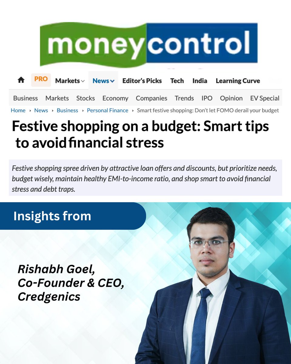 Credgenics (@credgenics) on Twitter photo In a recent <a href="/moneycontrolcom/">Moneycontrol</a> feature, <a href="/RishabhGoel_CG/">Rishabh Goel</a>, Co-founder & CEO of Credgenics, shared strategies for managing festive expenses wisely while protecting financial wellness.
๐ Read more: moneycontrol.com/news/business/โฆ
#festiveshopping #bnpl #EMI #loancollections #fintech In a recent <a href="/moneycontrolcom/">Moneycontrol</a> feature, <a href="/RishabhGoel_CG/">Rishabh Goel</a>, Co-founder & CEO of Credgenics, shared strategies for managing festive expenses wisely while protecting financial wellness.
๐ Read more: moneycontrol.com/news/business/โฆ
#festiveshopping #bnpl #EMI #loancollections #fintech