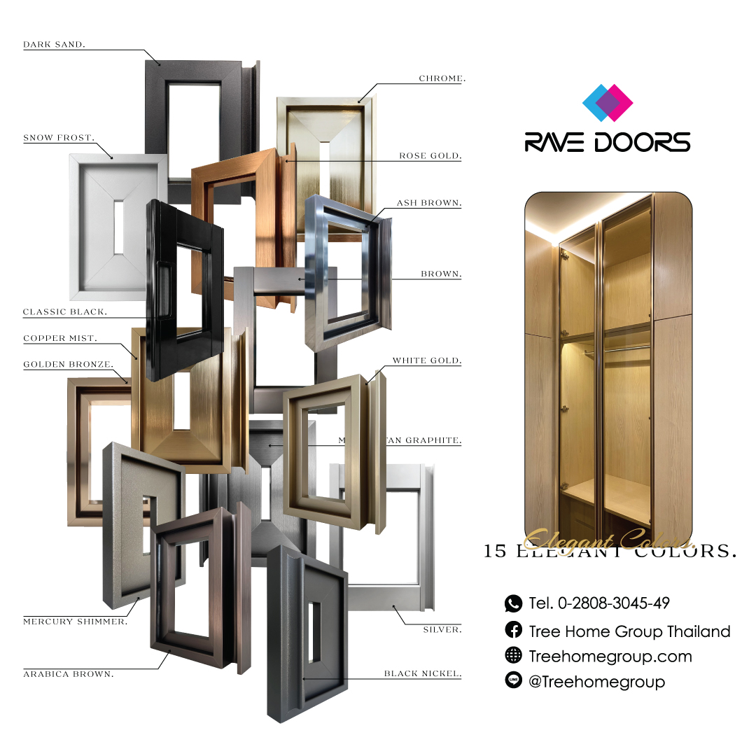 TreeHomeGroup1's tweet image. 15 elegant colors.
 15 เฉดสีพรีเมียม ที่สร้างความโดดเด่นทุกมุมบ้าน เติมเต็มสไตล์ที่ไม่มีสิ้นสุด สำหรับการตกแต่งภายในที่มีรสนิยม กับ THG และ RAVE Doors

#AluminiumFrameDoors #WardrobeDoors #CabinetDoors #PartitionDoors #บานเฟรมอลูมิเนียม #หน้าบานตู้เสื้อผ้า #หน้าบานเฟรมตู้