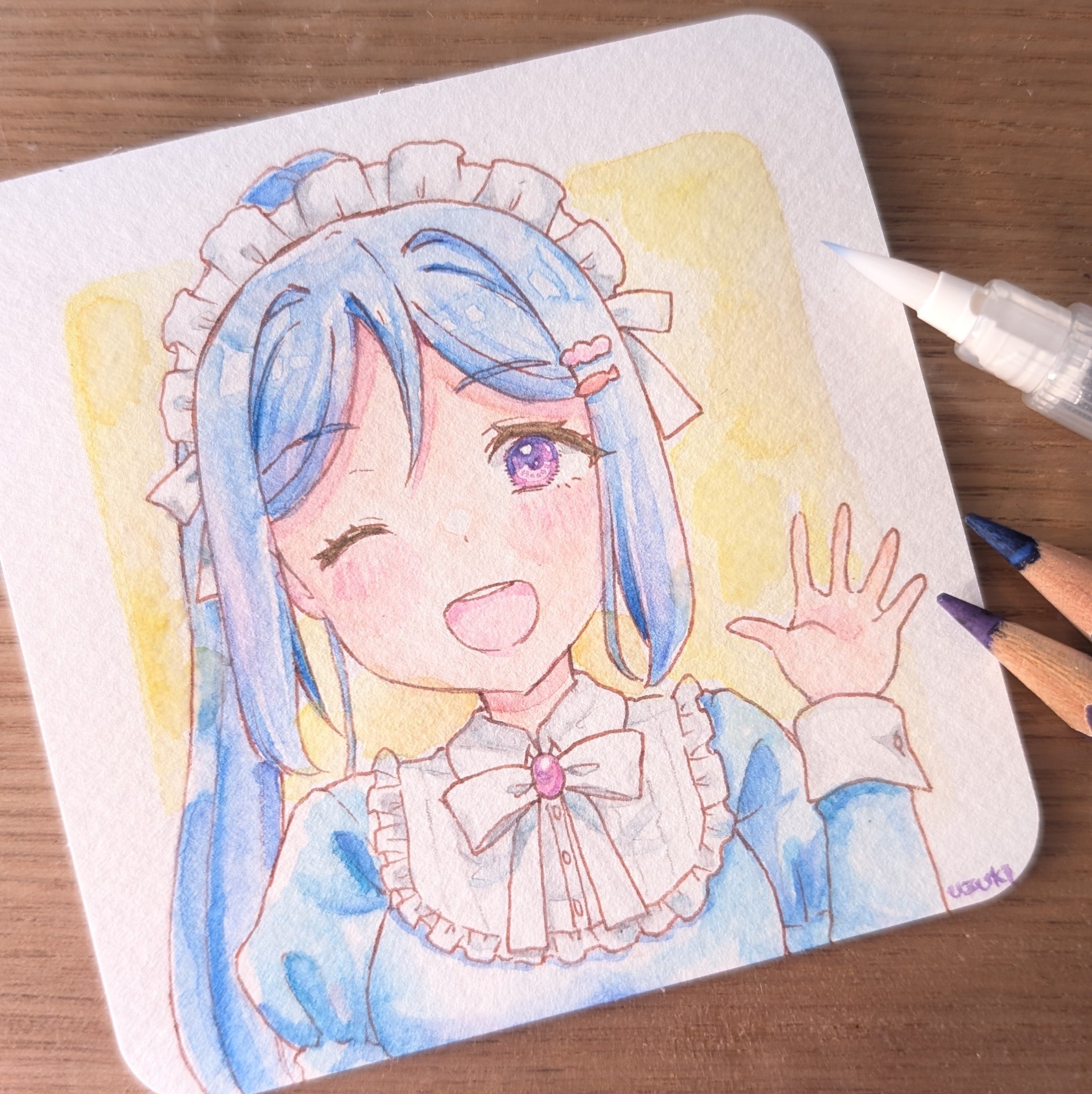 水彩アート「初雪」1点物、手描き、真筆 卯月 on X: 