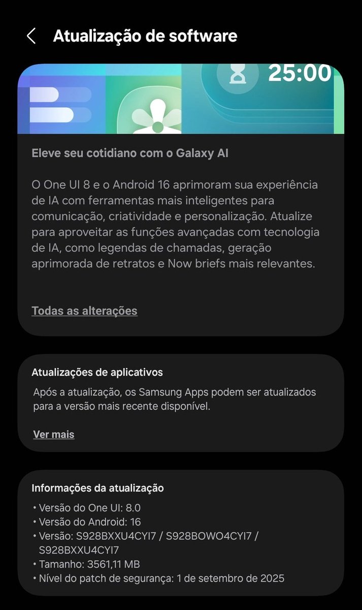 callmeK007's tweet image. Galaxy S24 users in Brazil are now receiving the One UI 8 update, just 4 days after its global rollout began.
#Samsung #UI8 #SamsungUpdate  #GalaxyS24Ultra #S24