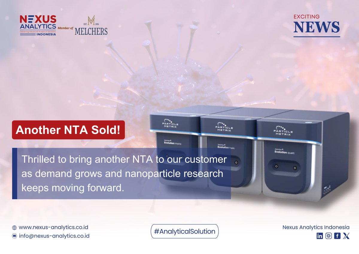 We’re proud to announce the arrival of the newly released ZetaView® Evolution from Particle Metrix GmbH in Indonesia! 🚀

This cutting-edge system will soon be delivered to our customer, marking our third unit sold this year🎉🎉
#NexusAnalyticsIndonesia #ParticleMetrix #NTA #SOLD