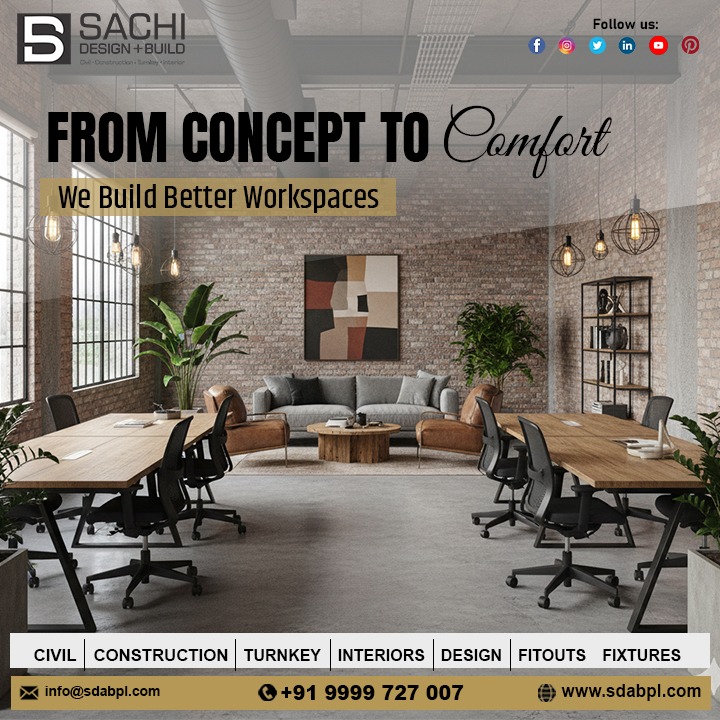 sdabplindia's tweet image. From Concept to Comfort — We Build Better Workspaces
At Sachi Design and Build, we transform visions into productive, stylish, and functional work environments.
Because better spaces inspire better work.
#WeBuildBetter #SachiDesignAndBuild #WorkspaceDesign #OfficeInteriors