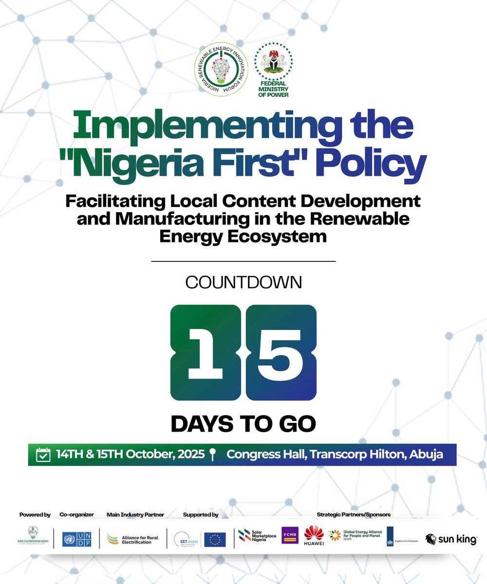 TheREANigeria's tweet image. 📢 This week, we officially unveil the official #NREIF2025 app for a full in-event experience. Visit rea.gov.ng/nreif2025 to register and secure your spot to attend.

To book an exhibition booth at #NREIF2025, contact:
📨Delphine Ndunda.
Delphine.ndunda@rea.gov.ng…