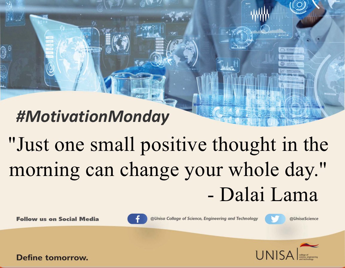UnisaCSET's tweet image. #MotivationMonday #UNISA #CSET
#Unisa150andBeyond