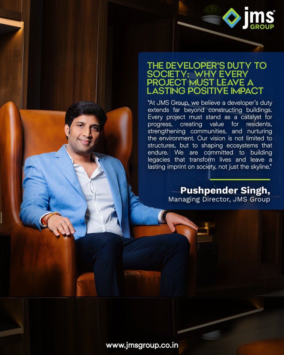 JMSBuildtech's tweet image. For us at JMS Group, true development means progress with purpose, creating ecosystems that strengthen communities, respect nature, and enrich lives for generations.

#JMS #JMSGroup #BuildingTomorrowTogether #RealEstate #gurugram