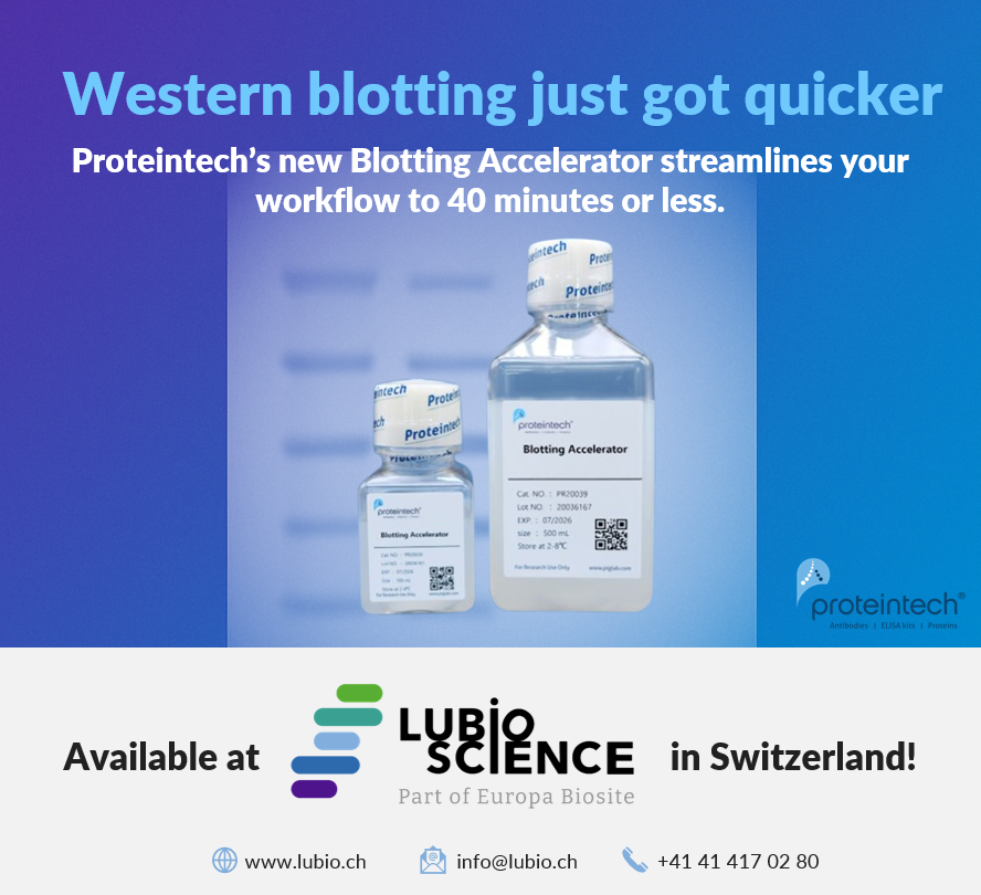 LubioScience's tweet photo. Western blotting just got a whole lot quicker! 🏃‍♂️ 

Check out Proteintech’s NEW Blotting Accelerator, a ready-to-use solution designed to shorten the blotting workflow to 40 minutes or less. Learn more &amp; shop it here 👉 https://t.co/PvZXQvdwOk https://t.co/YLldp70szA
