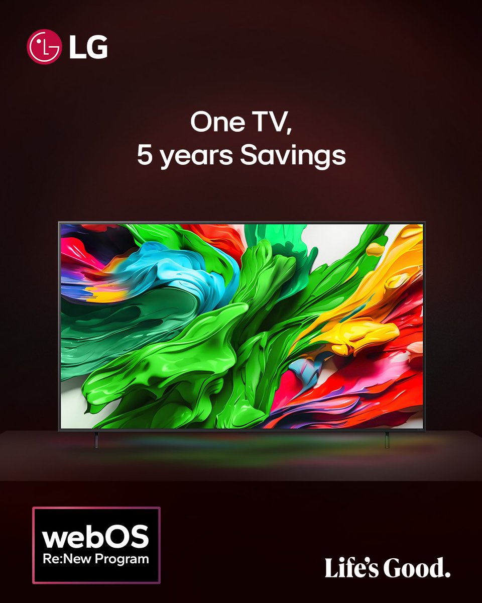 LGAfrica1's tweet image. Why buy a new TV every year when one upgrade keeps you ahead?
The webOS’25 Re:New Program, makes your LG QNED TV stay fresh, smarter, and more powerful.
One TV. Endless upgrades. Maximum savings!
Learn more: lg.com/africa/qned-tvs
#LGQNEDTV #WebOS #LGSmartTV #LifesGood