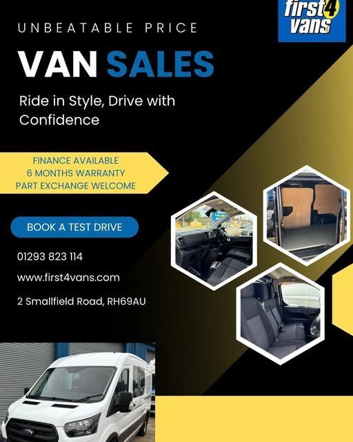 ** New Week ...New Van??? **
Why not kick off the week with a van purchase? Part exchange and finance available. Our hours are 7:30am-6pm Mon to Fri, 8am-4pm Sat and 8am-10am Sunday. Pop in and see us or visit  buff.ly/2Se5QRy 
☎01293-823114
🌐first4vans.com