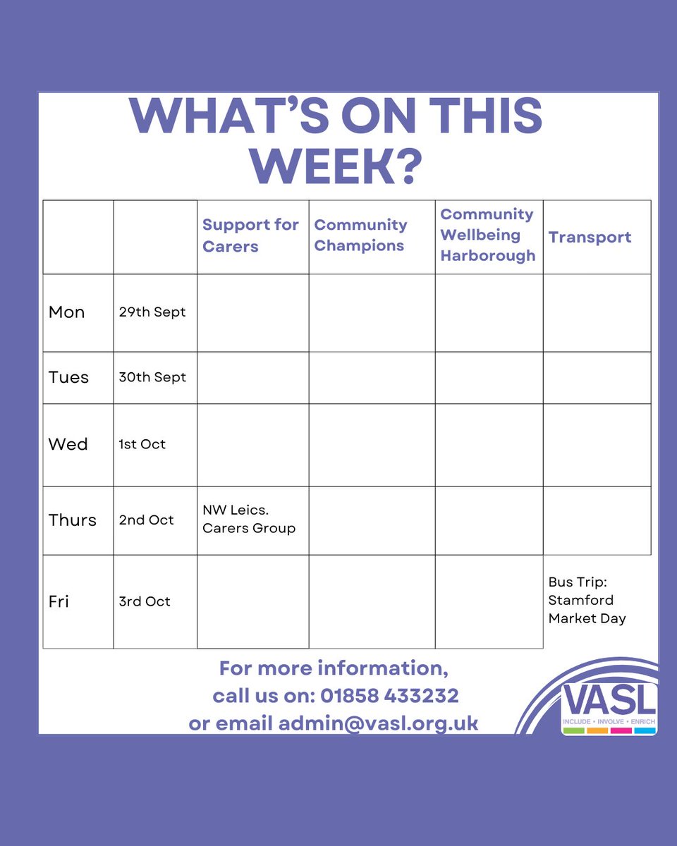 VASL:  Your local charity (@vaslonline) on Twitter photo What's on this week from our VASL projects in and around your area:
#community #makeadifference #thisismycommunity What's on this week from our VASL projects in and around your area:
#community #makeadifference #thisismycommunity