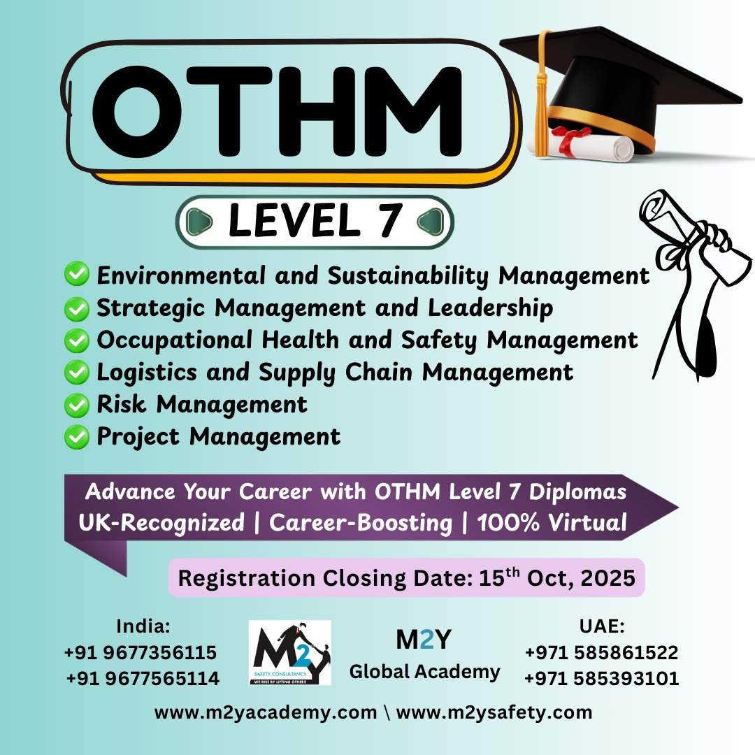 m2ysafety1's tweet image. 🎓 Boost your career globally with UK-recognized OTHM Level 7 Diplomas – 100% online &amp;amp; assignment-based!

No exams. Flexible. Perfect for HSE, Risk, Project, &amp;amp; Logistics professionals.

📅 Closes Oct 15, 2025

🔗 Register now: forms.gle/FGUogcdfEe733V…

#OTHMLevel7  #OnlineDiploma
