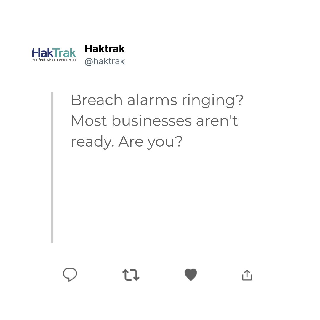 hak_trak's tweet photo. A solid incident response plan isn’t just paperwork—it’s your defense when breach alarms go off.
Identify threats early
Assign clear roles
Communicate transparently
Test and refine often
Ready to protect your business with confidence? Contact us. info@haktrak.com
#cybersecurity https://t.co/ao6yGNPIWs