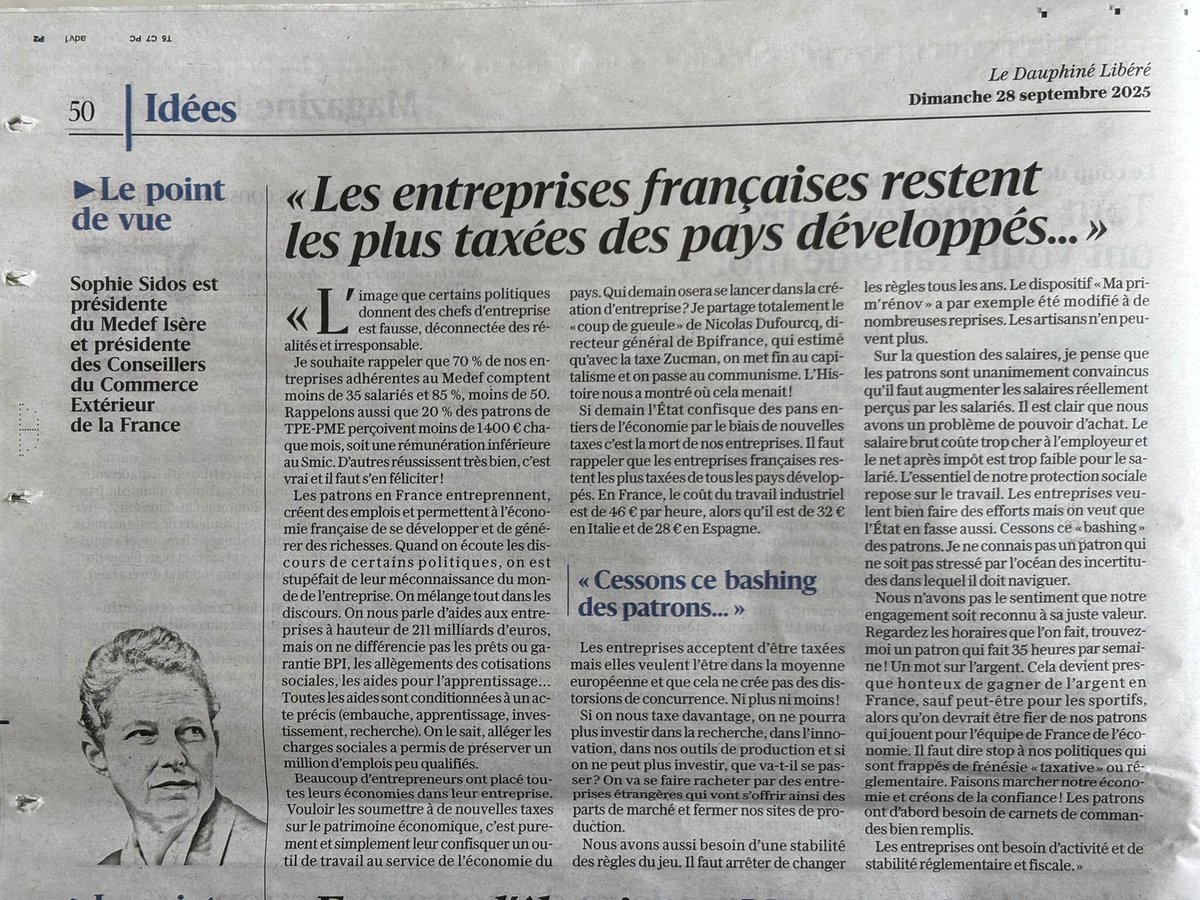 chanutj's tweet photo. Bravo ⁦@SophieSidos⁩ ! Tout est dit et bien dit en cette période où on entend tant d’inepties de la part de politiques ou commentateurs qui sont ignorants au fonctionnement réel de nos entreprises et de leurs dirigeants. https://t.co/cZPZ5fTnDX