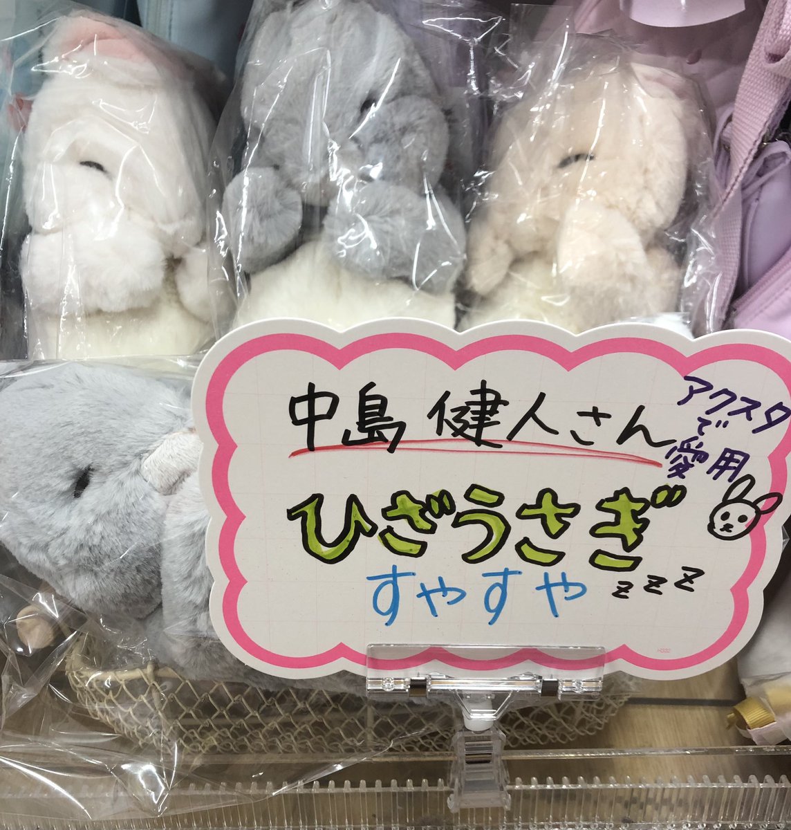 sugamomarujitw's tweet image. 中島健人さんのアクスタで使用されている
かわいいぬいぐるみ「ひざうさぎ」が入荷
色違いも含めて5点限りなのでお早めに‼️
#中島健人 #中島健人アクスタ　
#ケンティー #ひざうさぎ　
#ケンティーアクスタ #うさぎぬいぐるみ