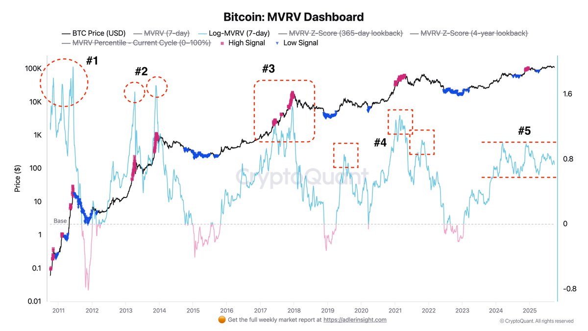 Don’t expect the market to repeat itself,times change and so does perception. 

The market has already gone through five stages:

1. Early wild volatility
2. Double peaks of the young cycle (stepwise distribution)
3. Plateau of a mature bullish impulse
4. Pendulum with shocks