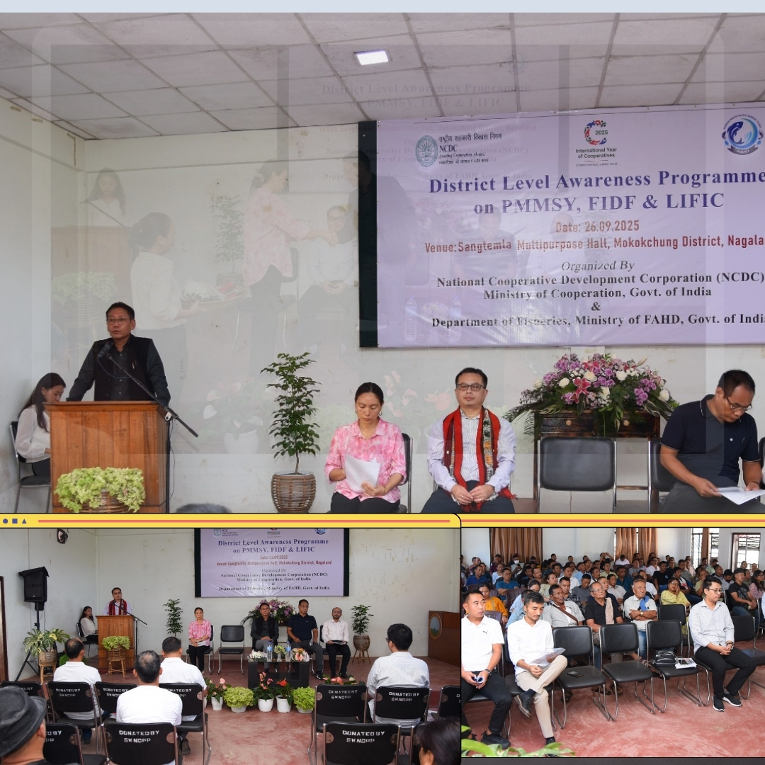 mdncdc's tweet photo. NCDC LINAC, RTC- Guwahati & Dept. of Fisheries, Govt. of India organized a One-Day District Level Awareness Programme under PMMSY/FIDF/ LIFIC at Mokokchung District, Nagaland.
The programme was inaugurated by Shri R. Bendang Ao, Joint Registrar of Cooperative Societies (Jt. RCS), Govt. of Nagaland & MD, MARCOFED. Shri Robert H. Touthang, RD, NCDC, Guwahati delivered the Keynote address. The programme was attended by around 160 participants from various Fisheries Cooperative Societies of Mokokchung and officials from Cooperation department and Fishery department of Mokokchung, Nagaland.