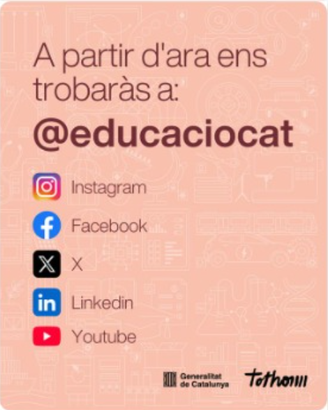 Hola, aquest compte deixa d’estar operatiu, però ens podeu seguir a <a href="/educaciocat/">Educació</a>.  

Gràcies per acompanyar-nos durant tot aquest temps!