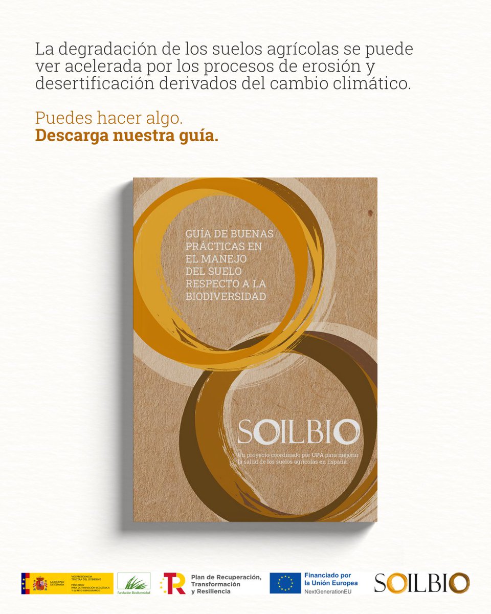 SOILBIO_suelos's tweet photo. La degradación de los #suelos agrícolas se puede ver acelerada por los procesos de #erosión y #desertificación derivados del cambio climático. Puedes hacer algo.
🔗Descarga nuestra guía: https://t.co/gFU1NskUAk
#SOILBIO https://t.co/7cetXoFgOp