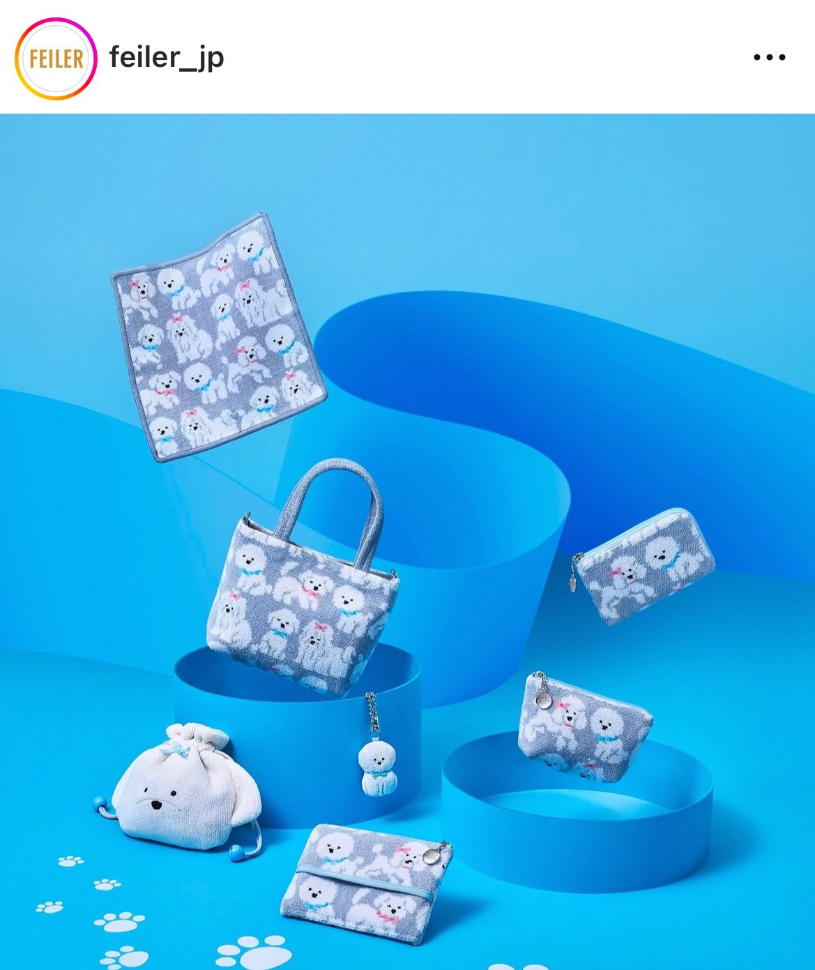 フェイラー　モフモフワンチャン モフモフワンチャン ハンカチ（WEB限定）(ペールブルー