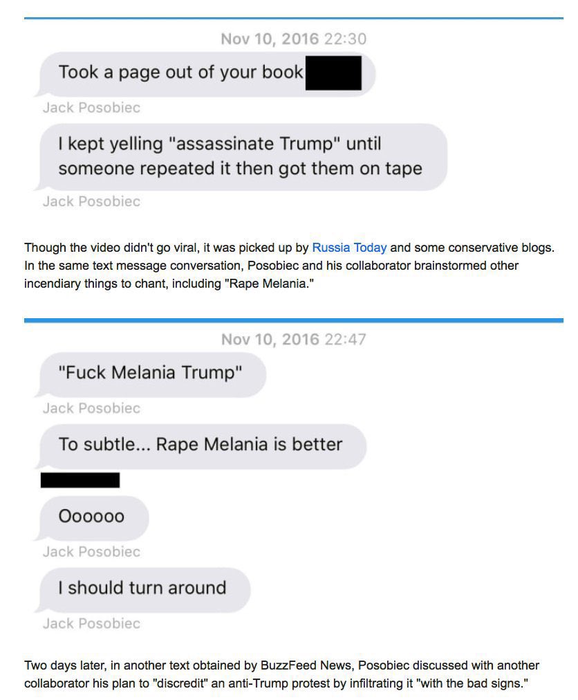 Jack Posobiec is the guy who held up a “Rapė Melania” sign during an anti-Trump rally in 2016 to discredit protesters.