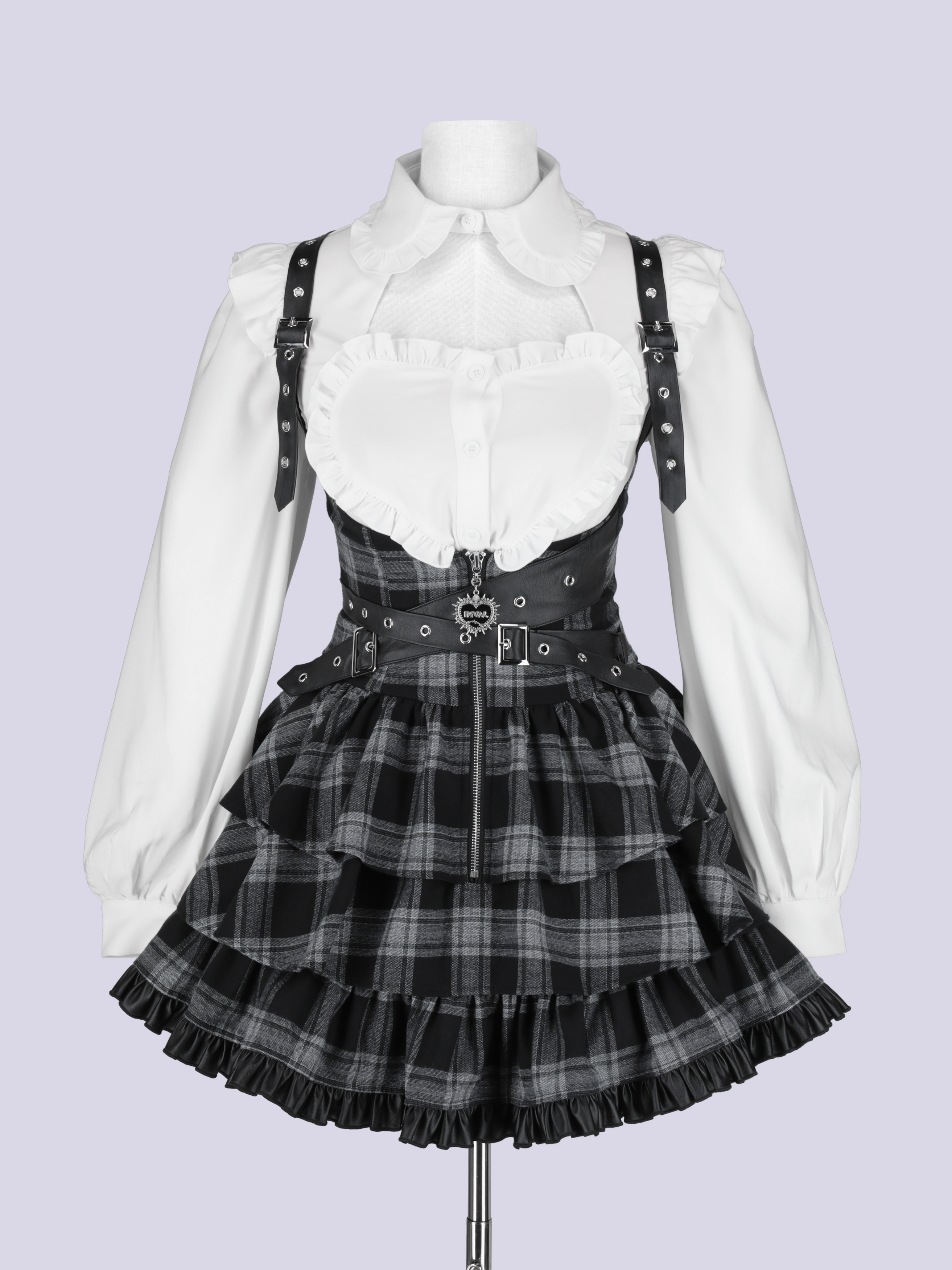 スカート IMVAL Frill Leather Dress IMVAL / Frill Heart Dress [BLK] - QOOZA