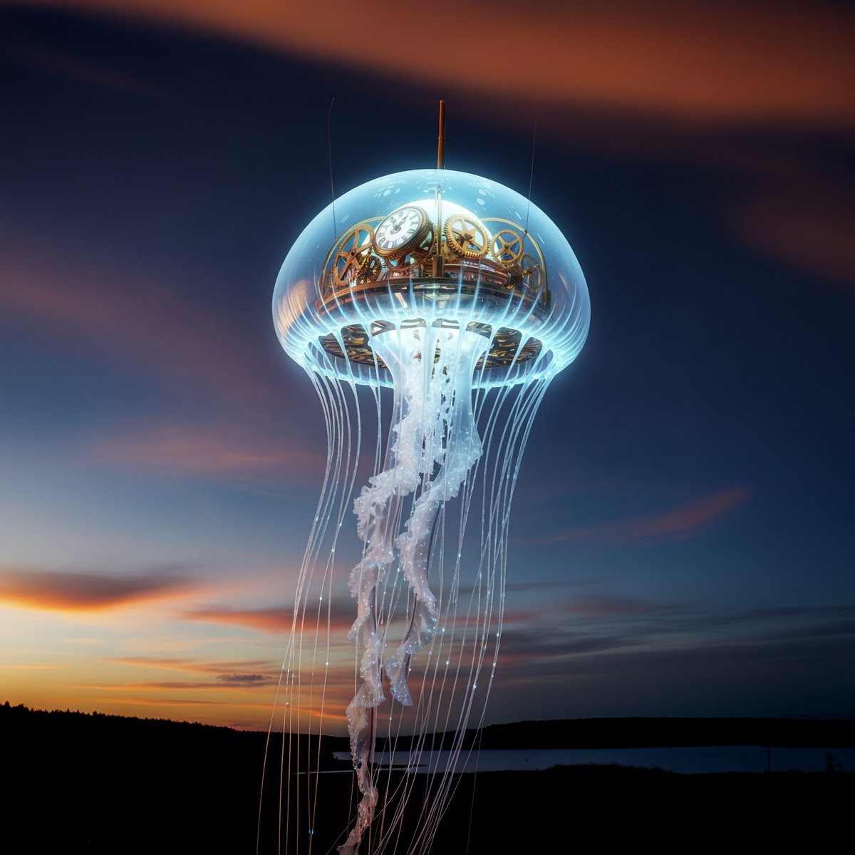phokuinc's tweet image. Neo Mechanical Jellyfish #SciFiDesign #RobotArt #AIart