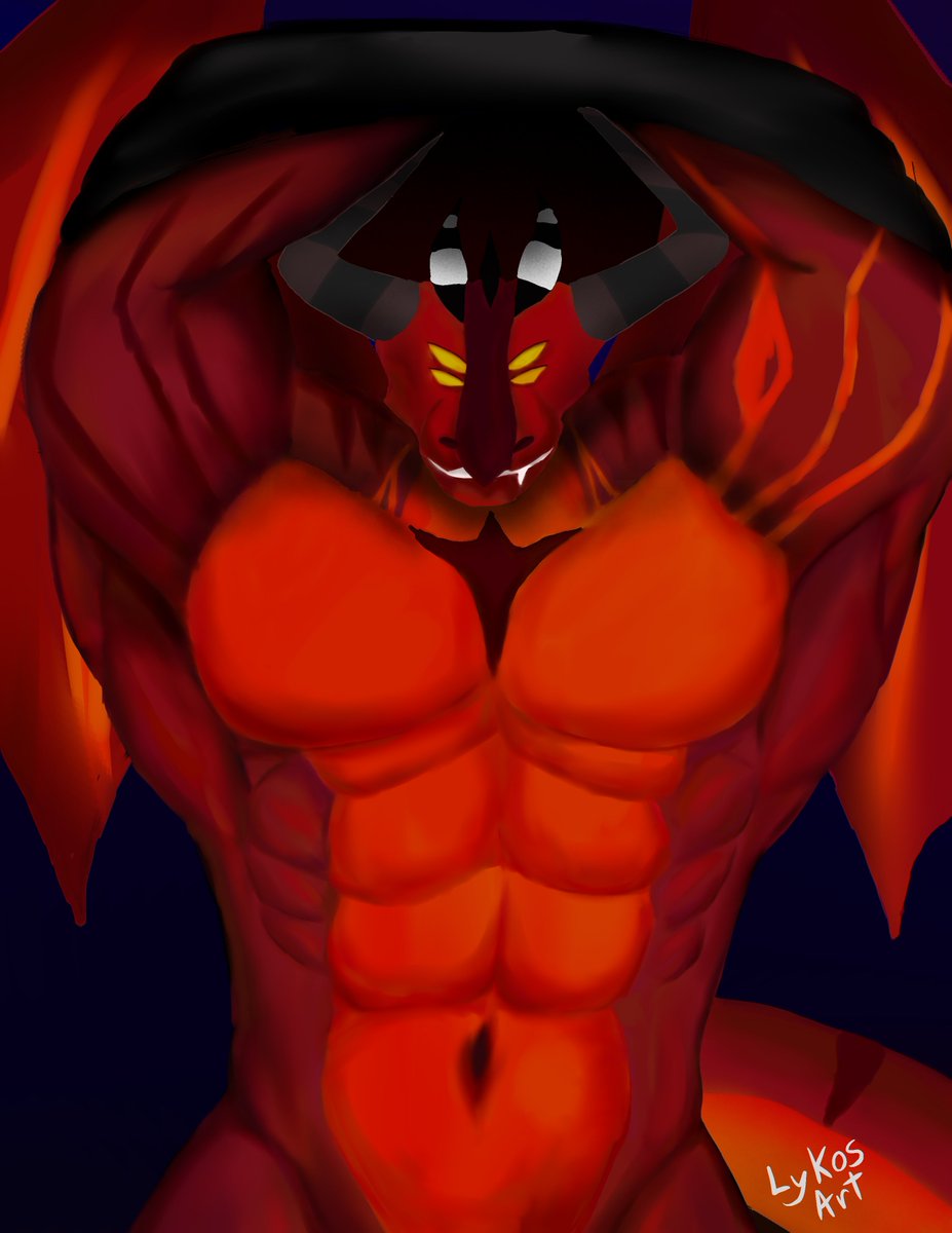 LykosSol's tweet image. finally finished some fan art of #satan from the series #helluvaboss its been a while since i have drawn anything so I am rusty #fanart #furry #dragon #demon