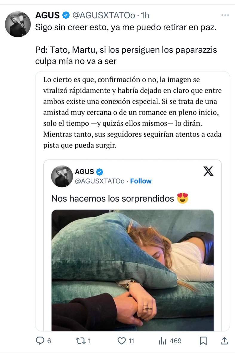 groca_gaston's tweet photo. @adrianabravist6 Adriana, por favor!!! Uno de los principales #onlytato invento con con IA que Tato y Martina habían pasado la noche juntos. Lo levantaron periodistas (supuestamente) serios y salió en los principales portales de noticia. No la vi tan preocupada por ello! https://t.co/xubEKv4Ucz