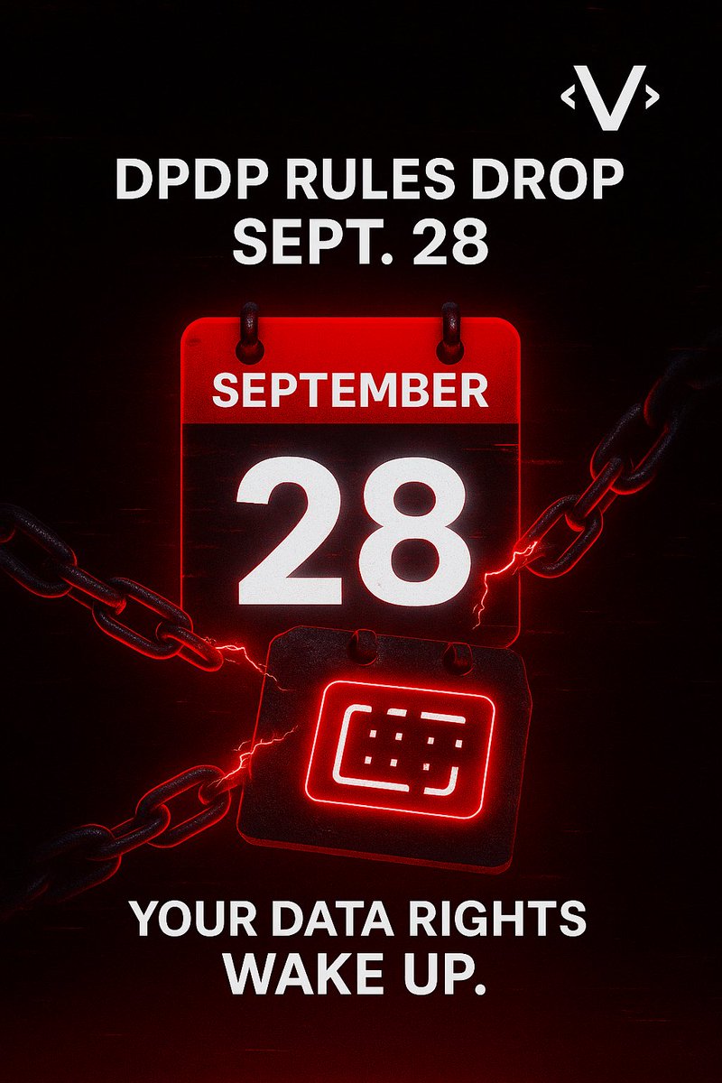 vyrth_app's tweet photo. DPDP rules hit India Sept 28.

Time for apps to stop freeloading on your data.

#MyDataMyAsset #DPDPRules #PrivacyRights #OwnYourData #Vyrth https://t.co/8M8OmcRCNK