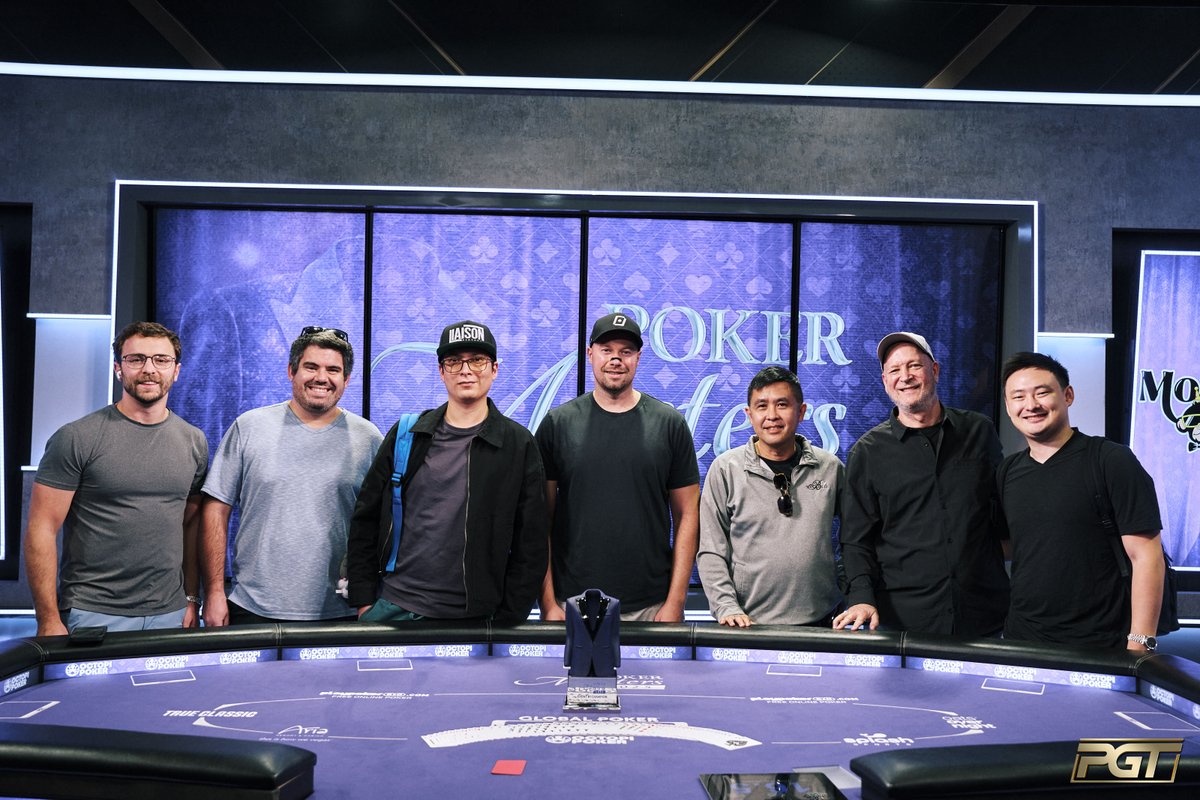 Final table set! 🤩

<a href="/AOchenko/">Andrew Ostapchenko</a> leads the final seven in the Poker Masters $1,000,000 Showcase. Joining him are David Coleman, Doug Lee, <a href="/songstephen11/">stephen song</a>, <a href="/Mitchhalvy/">Mitchell Halverson</a>, <a href="/SpencerChamplin/">Spencer Champlin</a>, and <a href="/jimagate/">jim agate</a>.

Monday they play for $270,000 live on <a href="/PokerGO/">PokerGO</a>! 🏆