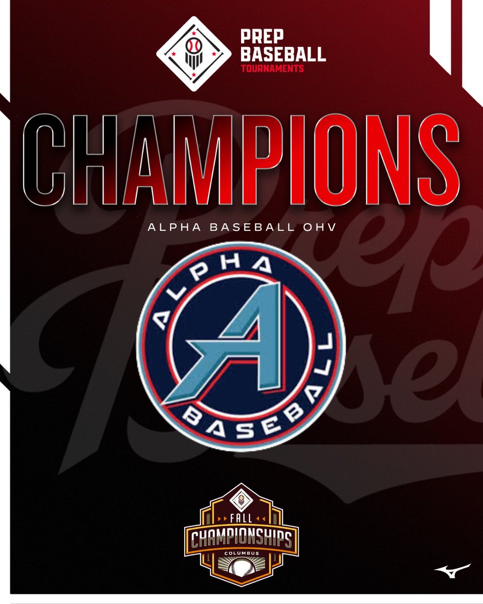 🥇TOURNAMENT CHAMPIONS 🥇

Alpha Baseball OHV | <a href="/alphabsbl/">Alpha Baseball Club OHV</a>

🏆 Columbus Fall Championship🏆

⚾️ Underclass Champions
📅 9/20 - 9/21
📍Columbus, OH
🏟️ Jennings Park

<a href="/PBRTournaments/">Prep Baseball Tournaments</a> | @PBCBus | <a href="/pbtscouting/">Prep Baseball Scouting</a>