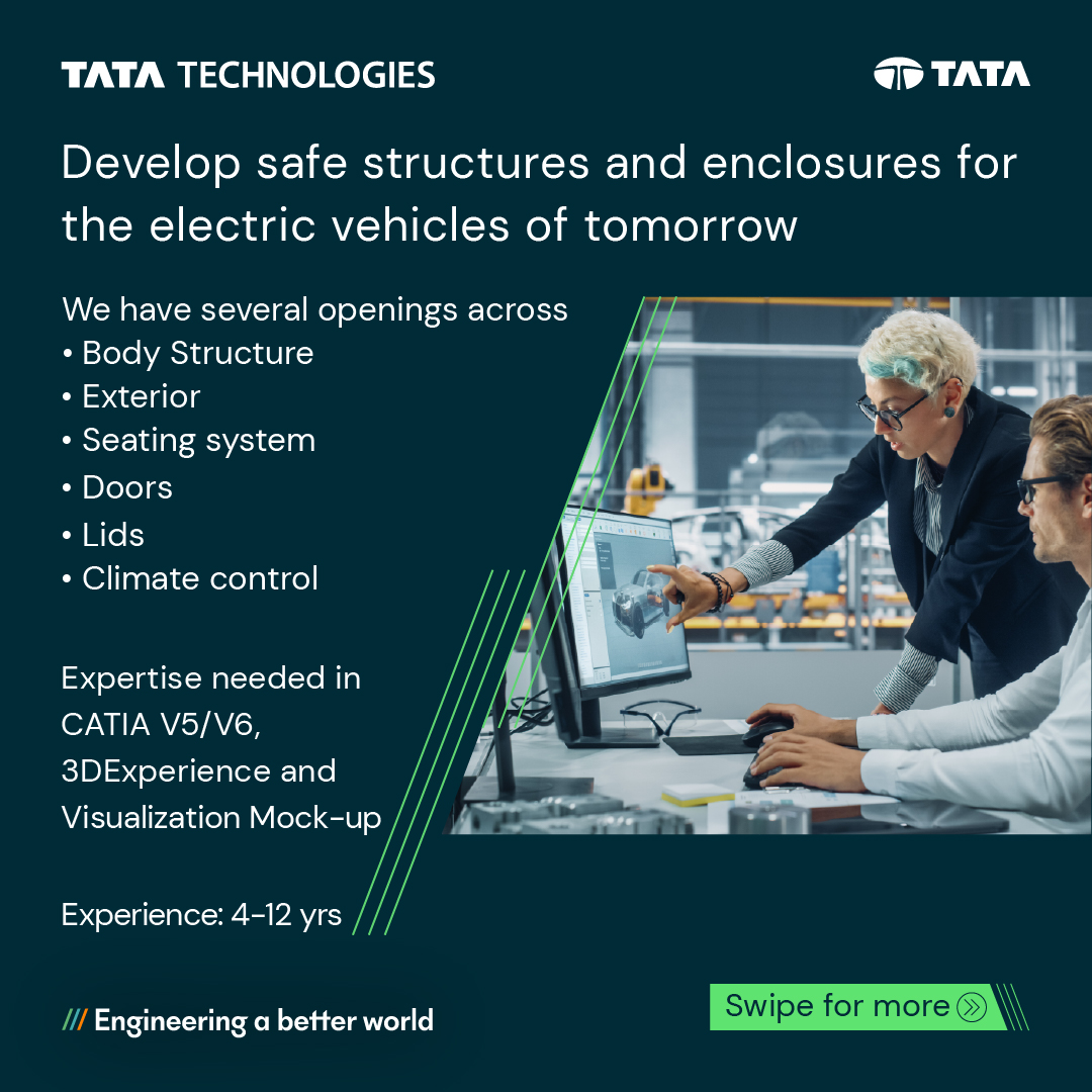 TataTech_News's tweet image. #AutomotiveEngineering - 🚗 100+ opportunities available. Walk in with your skills and walk out with an offer.

We&apos;ve a mega walk-in drive on 27 Sept at our Pune HQ, Venue - goo.gl/maps/jBmwtCrqM…

Tata Technologies is actively seeking talented innovators who are eager to pursue…