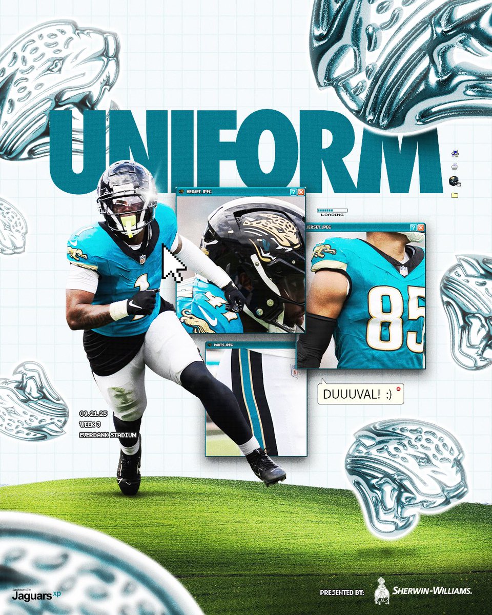 DevCarvajal's tweet photo. With 4 games to rock the Prowlers, we knew the creative had to be as special as the uniforms.

We tapped into an early 2000s internet vibe mixed with sub-utopian scholastic inspo.

Proud of this look &amp; hyped to keep building on it.

#DUUUVAL https://t.co/jmmcDWHcJ2