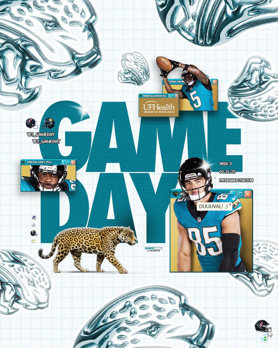 DevCarvajal's tweet photo. With 4 games to rock the Prowlers, we knew the creative had to be as special as the uniforms.

We tapped into an early 2000s internet vibe mixed with sub-utopian scholastic inspo.

Proud of this look &amp; hyped to keep building on it.

#DUUUVAL https://t.co/jmmcDWHcJ2