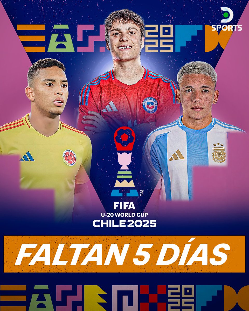 ¡COMIENZA LA RECTA FINAL! 🏆🔥

⚽️ Restan solo 5 DÍAS para el INICIO del #MundialSub20EnDSPORTS: en Chile dirán presente las próximas estrellas mundiales.

TODA la Copa Mundial Sub-20 de la FIFA Chile 2025™ ⚽ EN VIVO por DSPORTS 🔝 Contrata ▶ directvgo.com⁣
⁣⁣⁣
*