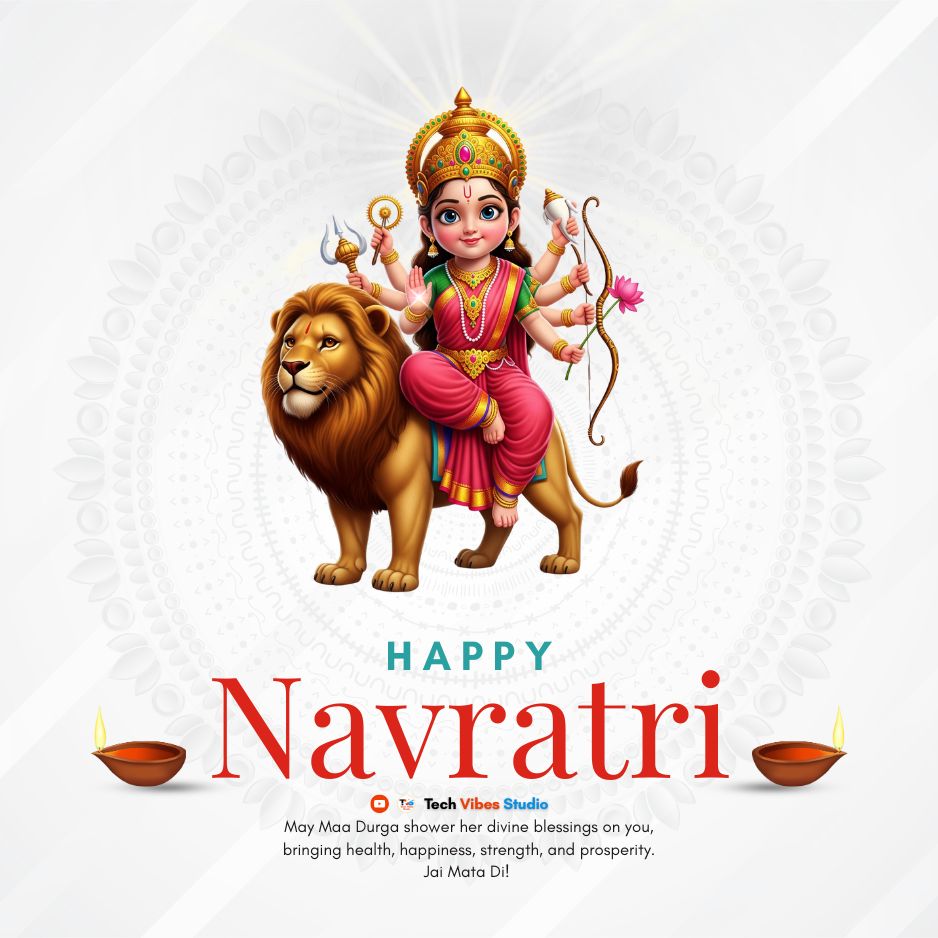 TechVibesStudio's tweet image. May Goddess Durga bless you with strength, wisdom, and prosperity.
Wishing you and your family a very Happy Sharadiya Navratri! 🌺✨

#Navratri2025 #नवरात्रि #नवरात्रि2025